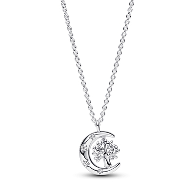 Pandora félhold és forgó életfa nyaklánc 50 cm-es (392992C01-50)