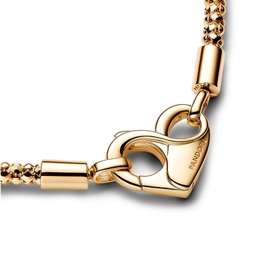 Pandora szegecses 14k aranyozott karkötő szív csattal 17 cm (562731C00-17)