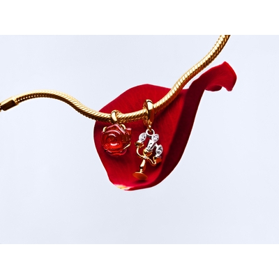 Pandora Disney "A Szépség és a Szörnyeteg rózsa" kígyólánc karkötő 18 cm (564019C01-18)