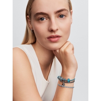 Pandora Fekete zsinóros lánc karkötő 21 cm (593816C02-21) Pandora Fekete zsinóros lánc karkötő 21 cm (593816C02-21)