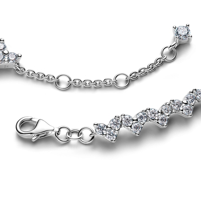 Pandora tripla köves szív karkötő 18 cm (594390C01-18)