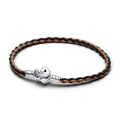 Pandora Disney Az oroszlánkirály barna és fekete bőr karkötő 17,5 cm (593361C01-S1)