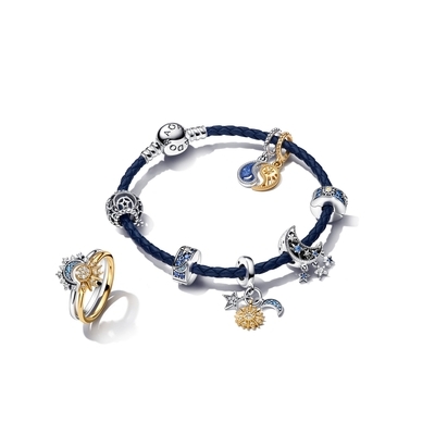 Pandora Kéttónusú szétválasztható nap és hold függő charm (762678C01)