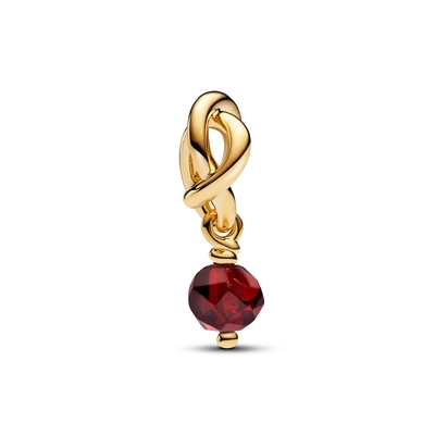 Pandora 14k aranyozott fazettált vörös örökkévalóság kör függő charm (763462C01)