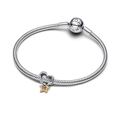 Pandora Szerencse csillag és szív charm (763513C00)
