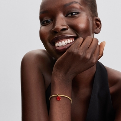 Pandora Disney "A Szépség és a Szörnyeteg rózsa" charm piros muránói üveggel (764018C01)