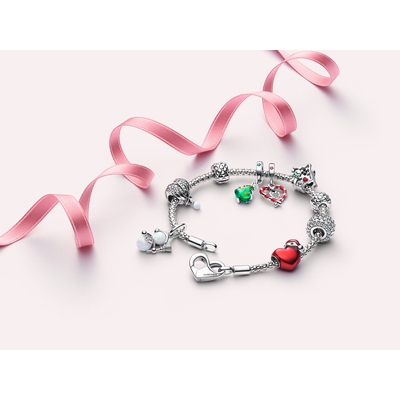 Pandora karácsonyi cukorpálca szív charm (792822C01)