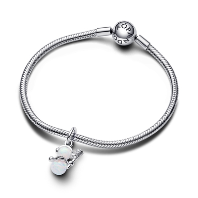 Pandora opál hóember függő charm (792981C01)