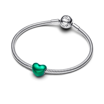 Pandora Metál hatású zöld szív charm (793337C07)