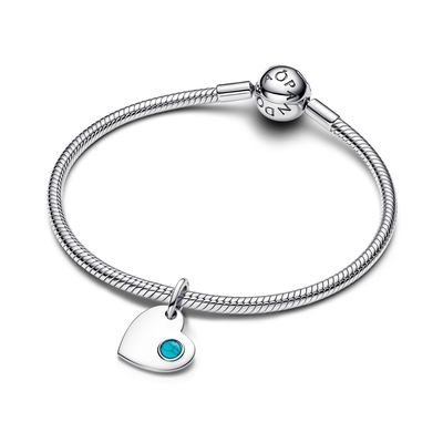 Pandora Gravírozható Szív capri kék kristállyal charm (794295C12)