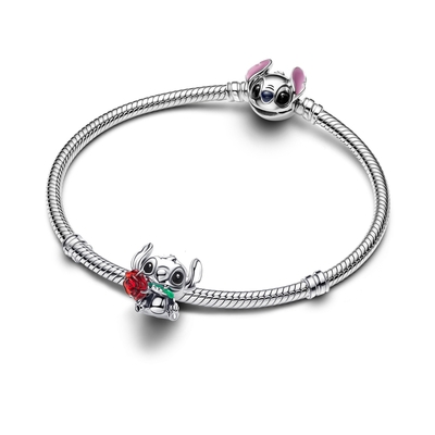 Pandora Disney Stitch Muránói üveg rózsa charm (794378C01)
