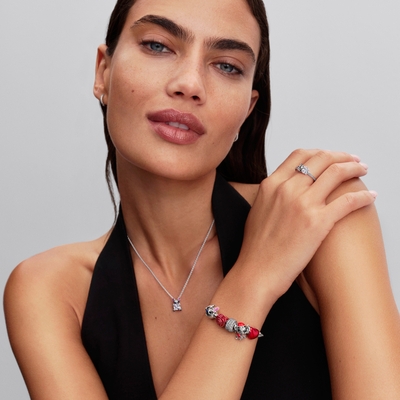 Pandora Disney Stitch Muránói üveg rózsa charm (794378C01)