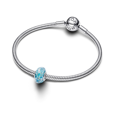 Pandora Türkizkék muránói üveg és csillám charm (794701C01)