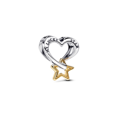 Pandora Szerencse csillag és szív charm (763513C00)