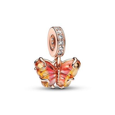 Pandora 14k aranyozott, muránói üveg pillangó függő charm (782698C01)