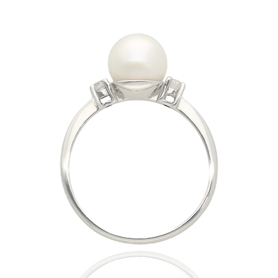 Fehér arany gyöngy gyűrű (B21863)