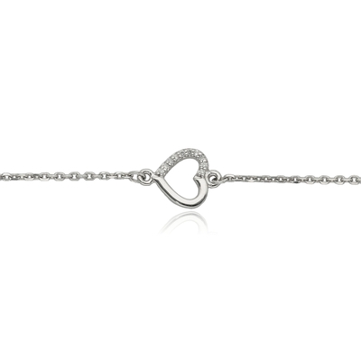 Fehér arany szív karlánc 17 cm (B42644)