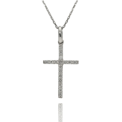 Fehér arany kereszt nyakék (B47824_3I)