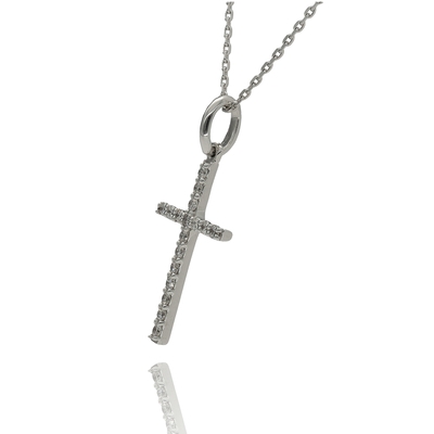 Fehér arany kereszt nyakék (B47824_3I)