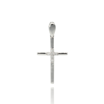 Fehér arany kerszt medál (B49057)