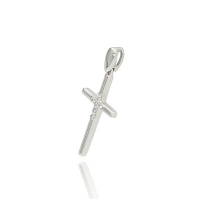 Fehér arany kerszt medál (B49057)