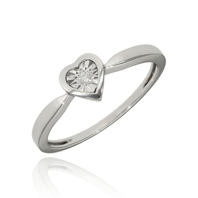 Fehér arany szív gyűrű 54-es méret (B49298)