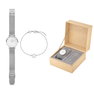 Cluse Minuit Heart Silver női óra szett (CLG011)