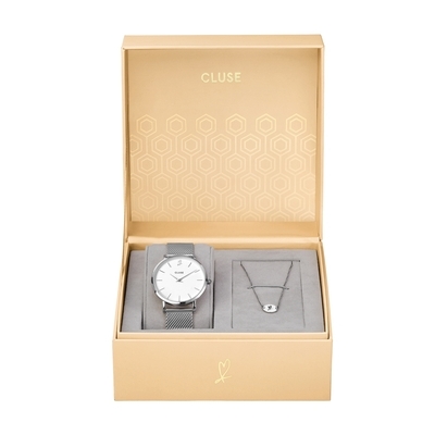Cluse Minuit Heart Silver női óra szett (CLG011)