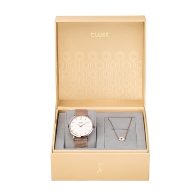 Cluse Minuit Heart Rose Gold női óra szett (CLG013)