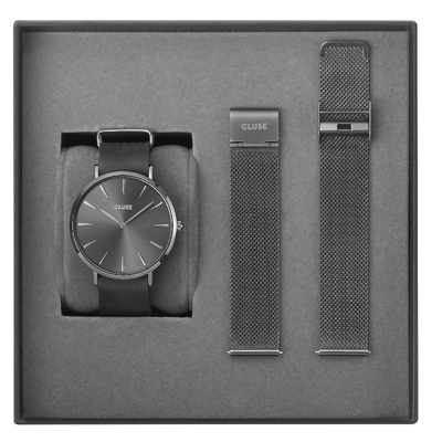 Cluse Special Edition Boho Chic Mesh Dark Grey férfi óra szett (CLG015)