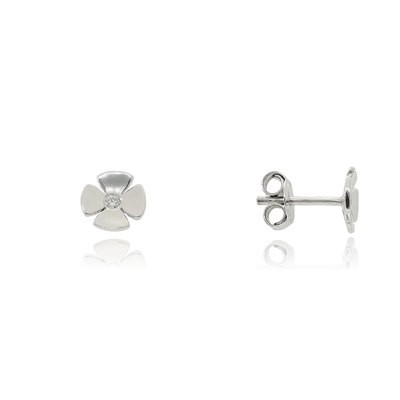 Fehér arany virág fülbevaló (F159F)