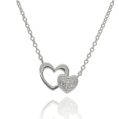 Ezüst dupla szív nyaklánc (HK93695N)