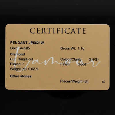 Fehér arany szív nyakék (JP5621W)