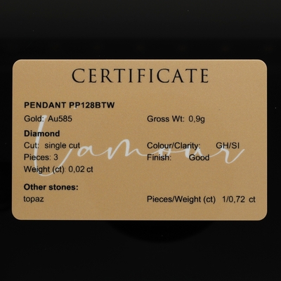 Fehér arany medál (PP128BTW)