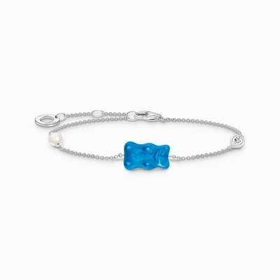 Thomas Sabo x Haribo kék gumimaci kristályüveg karkötő 19 cm (A2151-052-1-L19)