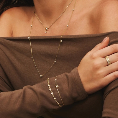 Ania Haie aranyozott ezüst csillag karkötő 18,5 cm (B066-04G)