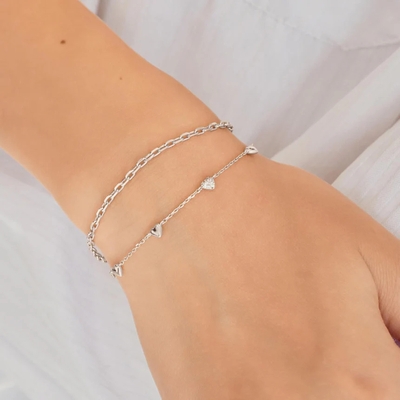 Ania Haie ezüst szív karkötő 18,5 cm (B074-06H)