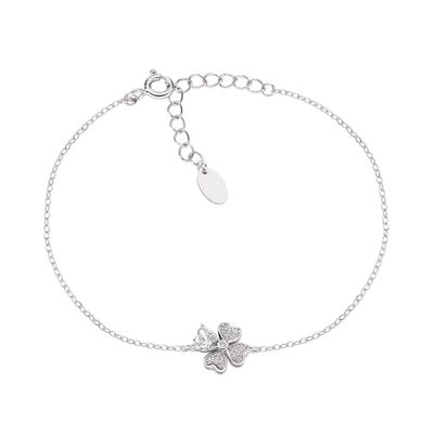 Amen ezüst négylevelű lóhere karkötő (BRQUBB)