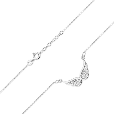 Fehér arany szárny nyaklánc (C002-585-B0.12-WBD)