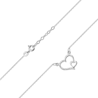 Fehér arany szív nyaklánc (C003-585-B0.03-WBD)