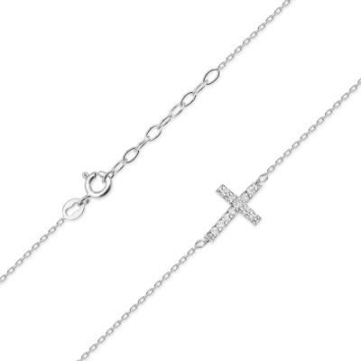 Fehér arany kereszt nyaklánc (C006-585-B0.06-WBD)