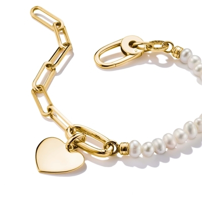 Thomas Sabo Charm Club Connect aranyozott gyöngy karkötő 17 cm (C1209-430-14-L17)