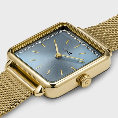 Cluse La Tétragone Mesh Watch & Chain Bracelet, Gold Colour női óra szett (CG10320)