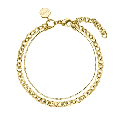 Cluse Féroce Petite Steel Watch and Double Chain Bracelet, Gold Colour női óra szett (CG11201)