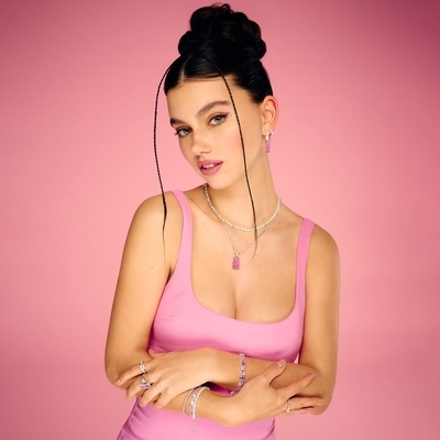 Thomas Sabo x Haribo rózsaszín gumimaci kristályüveg fél pár fülbevaló (CR726-052-9)