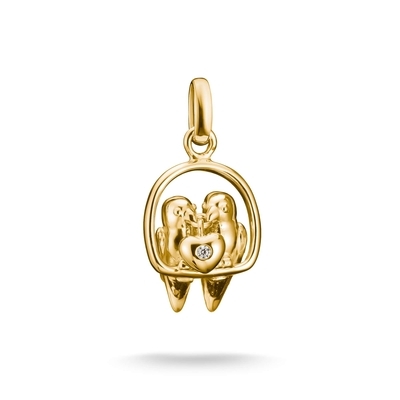 Thomas Sabo Charm Club Connect aranyozott szerelmes afrikai törpepapagáj pár charm medál (CC1240-414-14)