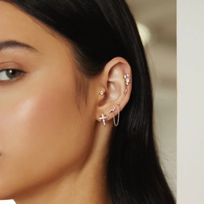 Ania Haie aranyozott ezüst hullócsillag fülbevaló (E065-02G)