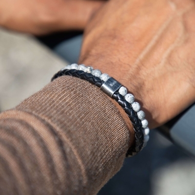 ROCHET férfi ásványi karkötő 21 cm (HB562200)