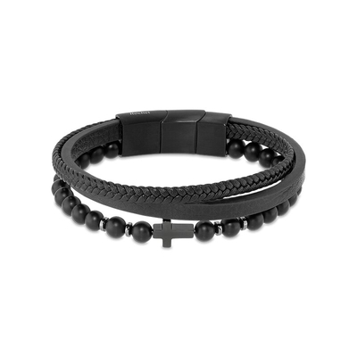 ROCHET férfi ásványi karkötő kereszt medállal 21,5 cm (HB891201)