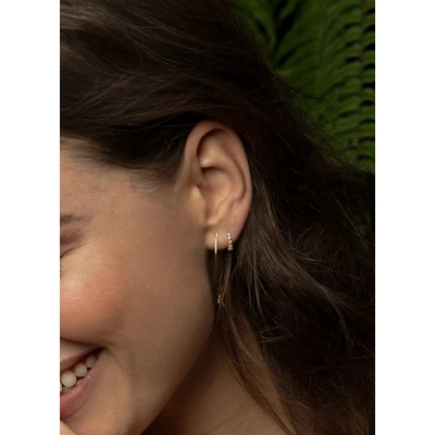 Jackie Gold sugárzó fehér Topáz karika arany fülbevaló (JKE24.440)